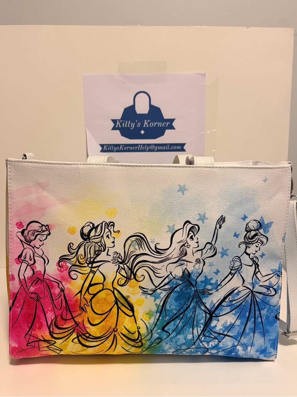 Rare Disney Parks Exclusive Watercolor Princess Tote Bag